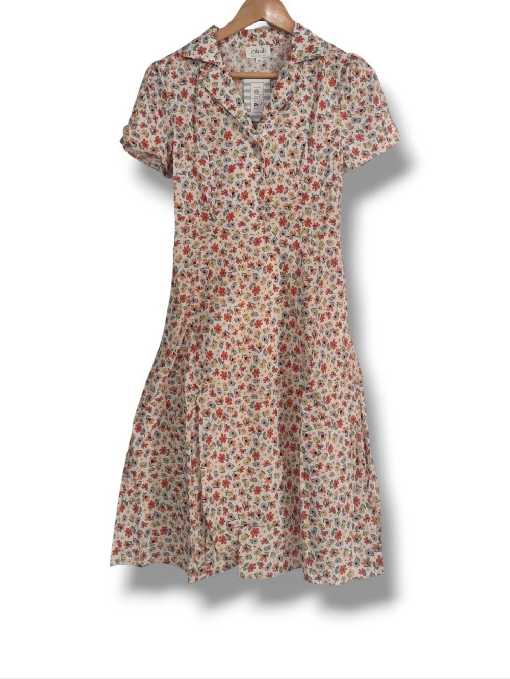 Tulip B Floral Short Sleeve Button Front Tea Dress